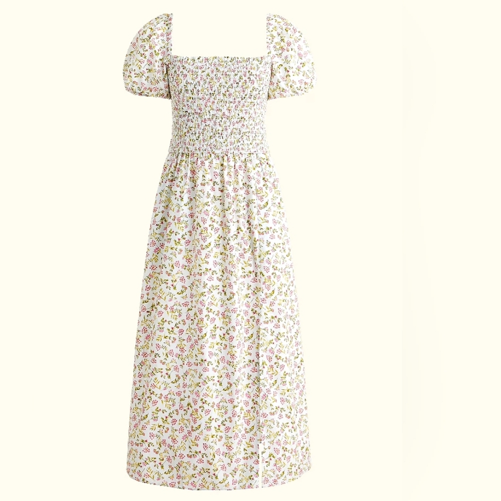 J. Crew Floral Midi Dress - Pink and Green